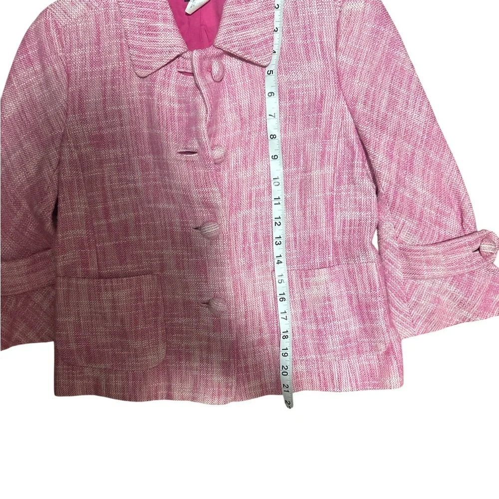 J.Crew Waverly Pink Tweed Jacket Blazer Sz 2 Cropped Romantic Preppy - Picture 7 of 8